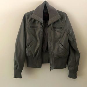 Womens YOKI New York Large Ash Grey Bomber Jacket